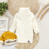 PHILOLOGY Plush inside pure color winter boy girl kid thick Knitted turtleneck shirts solid high collar pullover fluff sweater