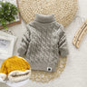 PHILOLOGY Plush inside pure color winter boy girl kid thick Knitted turtleneck shirts solid high collar pullover fluff sweater