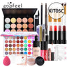 POPFEEL Lip Gloss Makeup Brush Eye Shadow Blush Liquid Foundation Puff Cosmetic Bag Eyebrow Pencil Make Up Kit