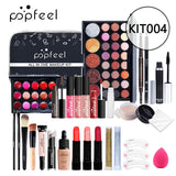 POPFEEL Lip Gloss Makeup Brush Eye Shadow Blush Liquid Foundation Puff Cosmetic Bag Eyebrow Pencil Make Up Kit