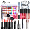 POPFEEL Lip Gloss Makeup Brush Eye Shadow Blush Liquid Foundation Puff Cosmetic Bag Eyebrow Pencil Make Up Kit