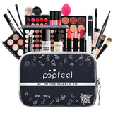 POPFEEL Lip Gloss Makeup Brush Eye Shadow Blush Liquid Foundation Puff Cosmetic Bag Eyebrow Pencil Make Up Kit