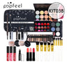 POPFEEL Lip Gloss Makeup Brush Eye Shadow Blush Liquid Foundation Puff Cosmetic Bag Eyebrow Pencil Make Up Kit