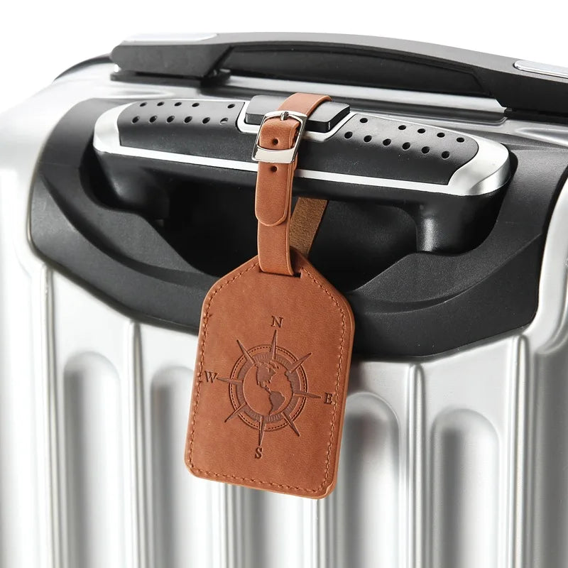 PU Leather Luggage Tag Suitcase Bag Label Portable Baggage Boarding Bag ID Address Name Holder Tag Travel Accessories