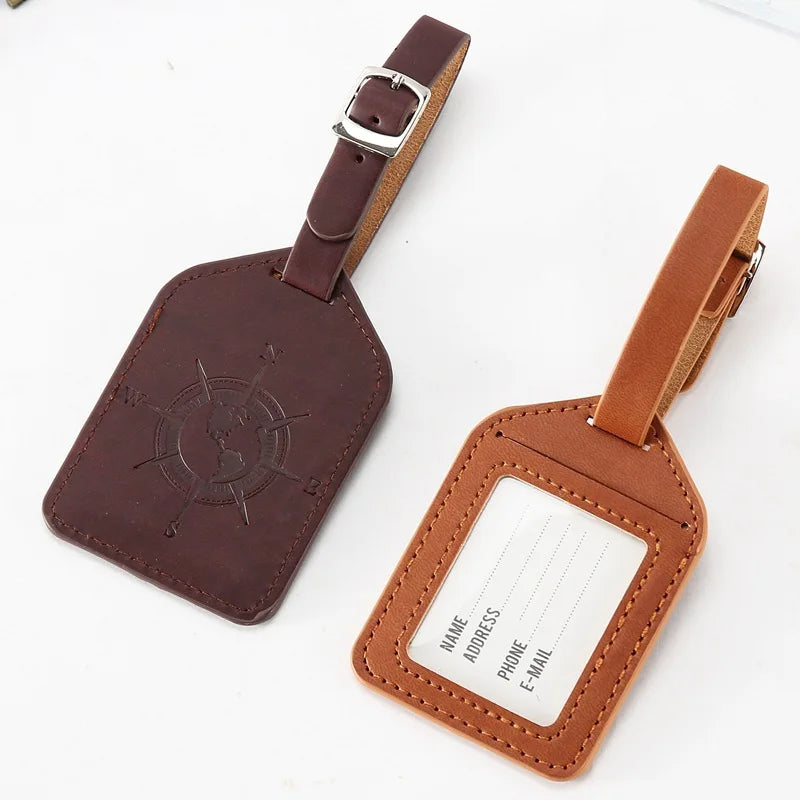 PU Leather Luggage Tag Suitcase Bag Label Portable Baggage Boarding Bag ID Address Name Holder Tag Travel Accessories