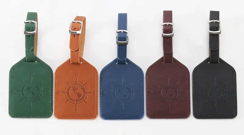 PU Leather Luggage Tag Suitcase Bag Label Portable Baggage Boarding Bag ID Address Name Holder Tag Travel Accessories