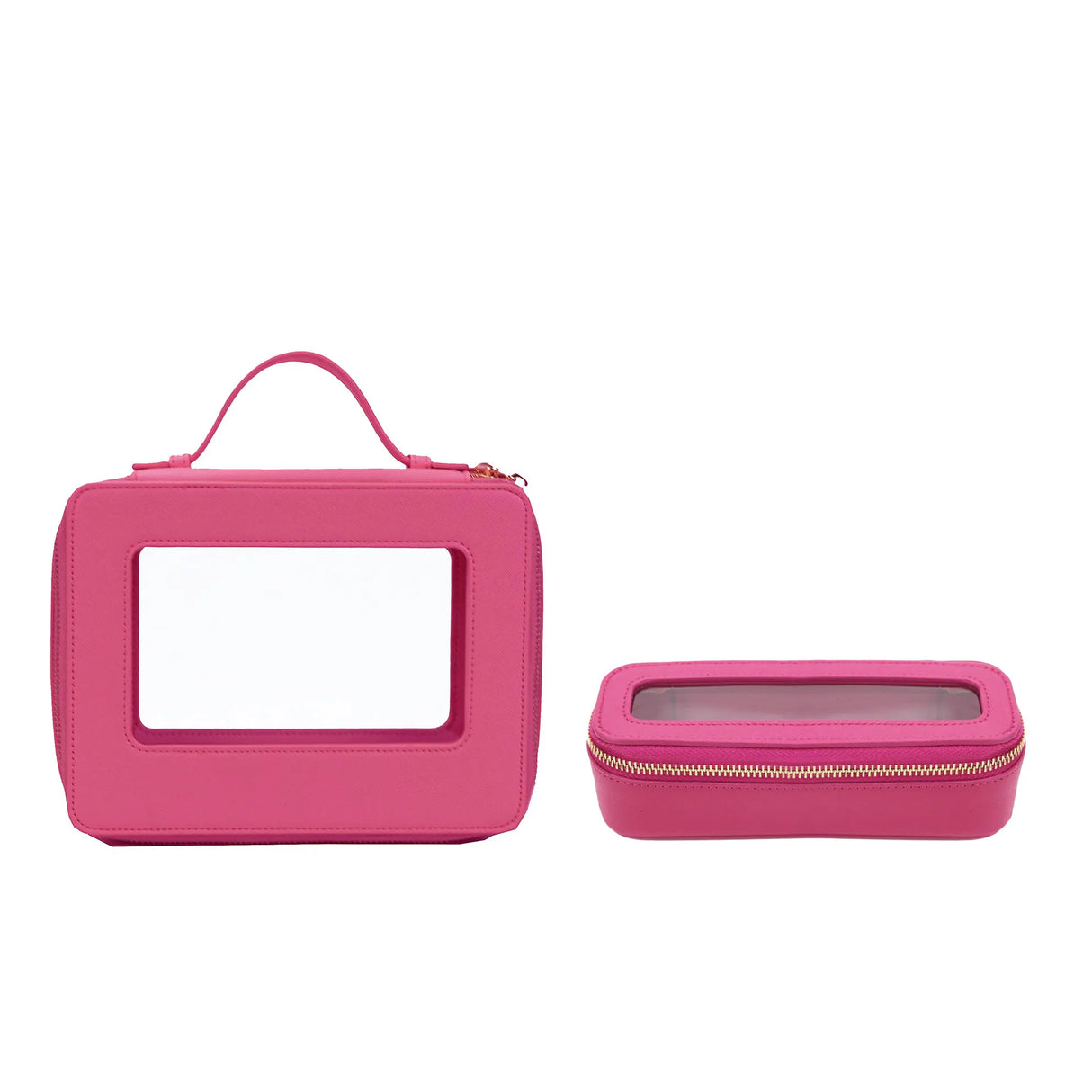 PU eather Travel Cosmetic Bag Set Colorful Classic Saffiano Portable Travel Clear PVC Cosmetic Bag TPU Wash Bag