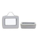 PU eather Travel Cosmetic Bag Set Colorful Classic Saffiano Portable Travel Clear PVC Cosmetic Bag TPU Wash Bag