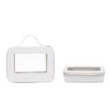 PU eather Travel Cosmetic Bag Set Colorful Classic Saffiano Portable Travel Clear PVC Cosmetic Bag TPU Wash Bag
