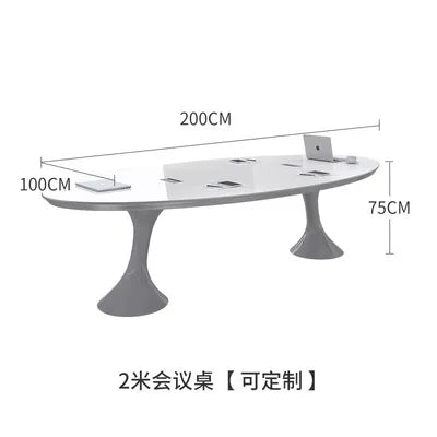 Paint Conference Long Table Simple Modern Office Table and Chair Combination Oval Small Negotiation Training Table