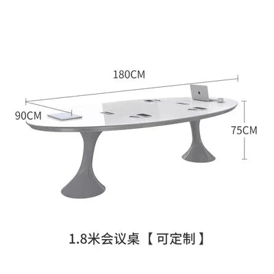 Paint Conference Long Table Simple Modern Office Table and Chair Combination Oval Small Negotiation Training Table