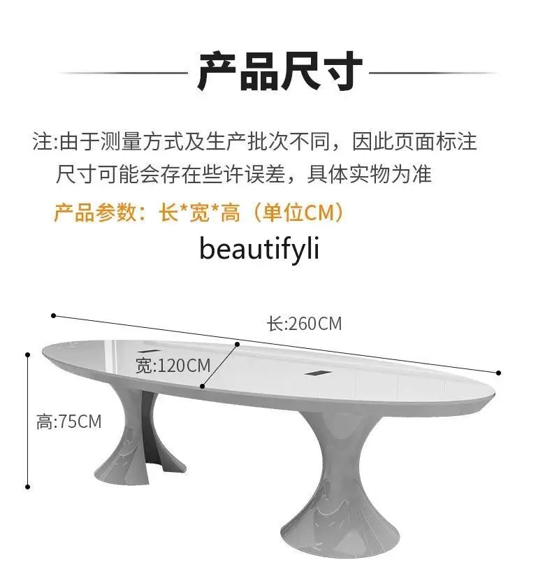 Paint Conference Long Table Simple Modern Office Table and Chair Combination Oval Small Negotiation Training Table