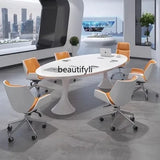 Paint Conference Long Table Simple Modern Office Table and Chair Combination Oval Small Negotiation Training Table