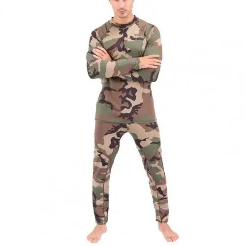 Pajama Sets Men Camouflage Print Long Sleeve Top Pants Outfit Winter Thermal Underwear Set