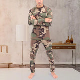 Pajama Sets Men Camouflage Print Long Sleeve Top Pants Outfit Winter Thermal Underwear Set