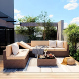 Pamapic Patio Furniture Set, 7 Pieces Modular Outdoor Sectional, Wicker Patio Sectional Sofa, Rattan Conversation Set