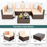 Pamapic Patio Furniture Set, 7 Pieces Modular Outdoor Sectional, Wicker Patio Sectional Sofa, Rattan Conversation Set