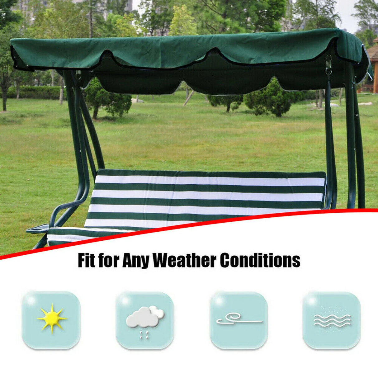 Patio Swing Canopy Replacement Dustproof Outdoor Garden Furniture Covers Swing Seat Top Cover for Yard Garden Swing Porch Seat