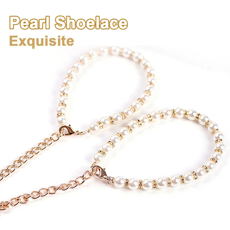 Pearl Shoestrings for Women High Heel Anti Falling Shoelaces Without Ties Holding Accessory Elegant Anti-skid Lazy Accessories