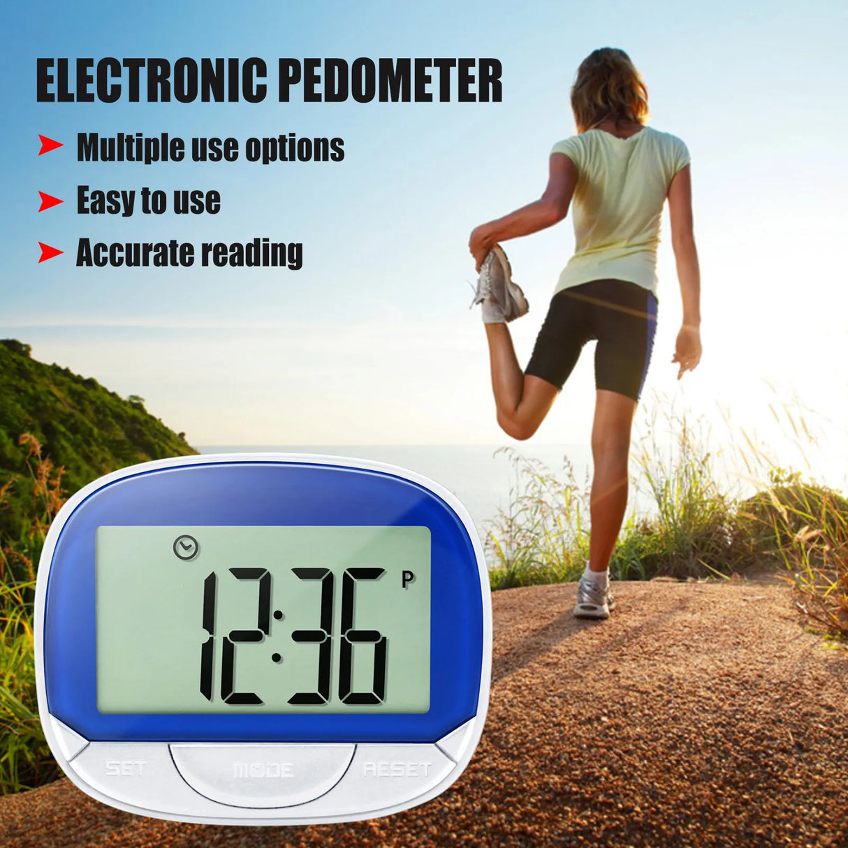 Pedometer For Walking Step Counter With Built-in Clip Large Screen Step Counter With 21/24Hours Clock To Track Steps Miles And