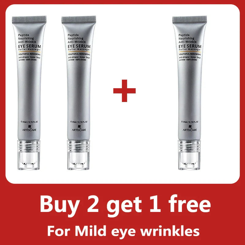 Peptide Nourishing Anti Wrinkle Eye Serum Anti Dark Circle Eye Bags Puffiness Lifting Firming Skin Roller Massager Eye Care