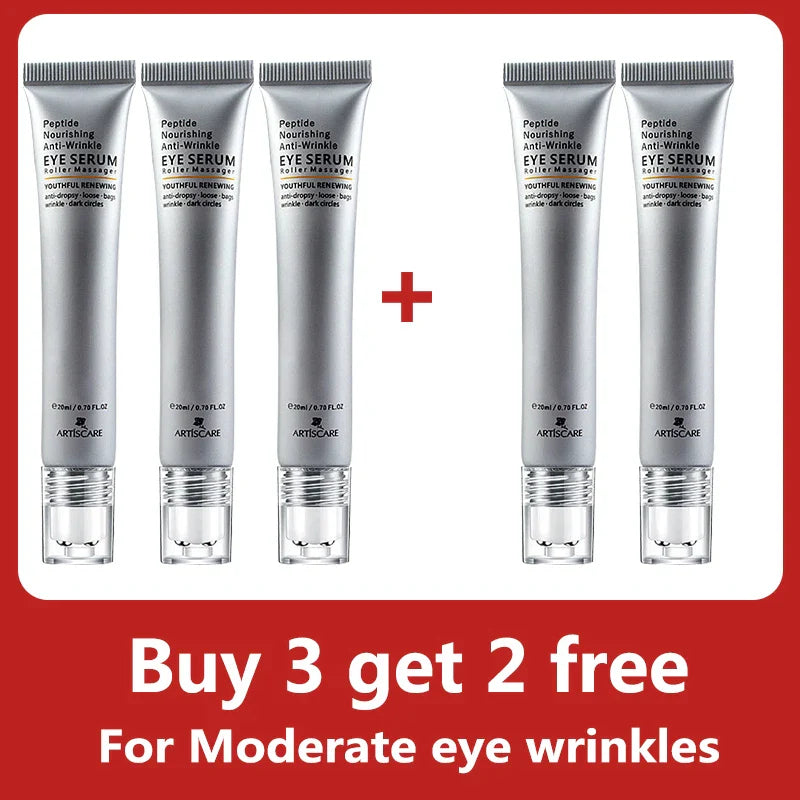 Peptide Nourishing Anti Wrinkle Eye Serum Anti Dark Circle Eye Bags Puffiness Lifting Firming Skin Roller Massager Eye Care