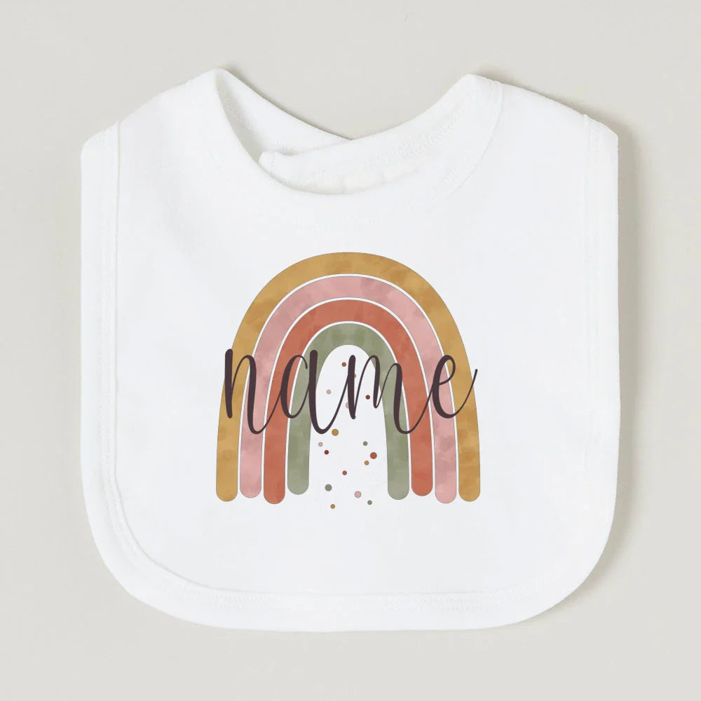 Personalised Baby Bib Rainbow with Name Newborn Cotton Bibs Custom Girls Boys Saliva Towel Infant Bibs Baptism Baby Shower Gifts