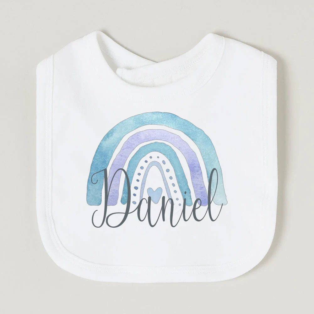 Personalised Baby Bib Rainbow with Name Newborn Cotton Bibs Custom Girls Boys Saliva Towel Infant Bibs Baptism Baby Shower Gifts