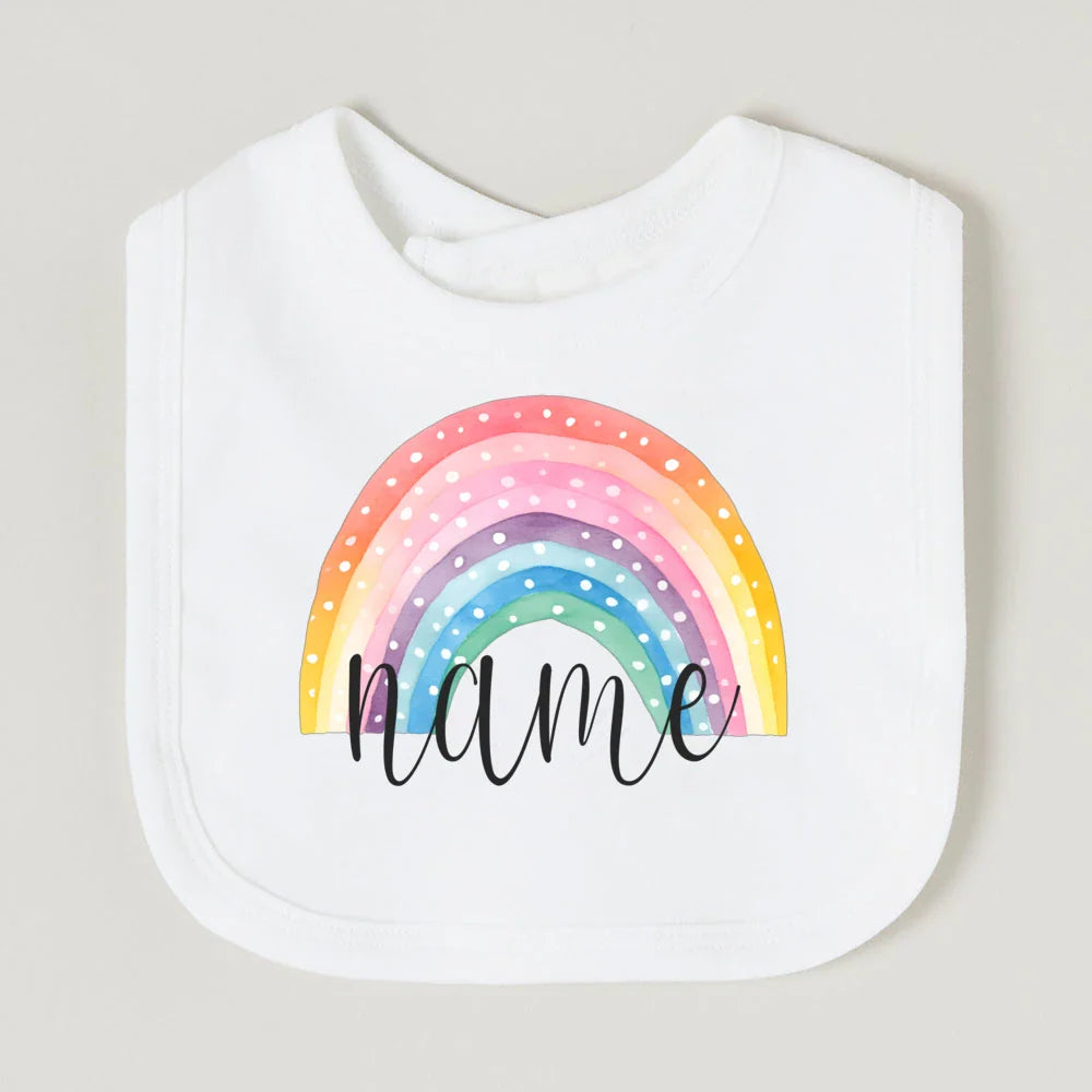 Personalised Baby Bib Rainbow with Name Newborn Cotton Bibs Custom Girls Boys Saliva Towel Infant Bibs Baptism Baby Shower Gifts