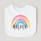 Personalised Baby Bib Rainbow with Name Newborn Cotton Bibs Custom Girls Boys Saliva Towel Infant Bibs Baptism Baby Shower Gifts