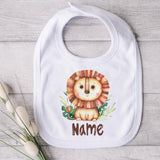 Personalised Baby Bibs Custom Animal with Name Boy Girl Cotton Bib Newborn Saliva Towel Dino Panda Print Bib Infant Shower Gifts