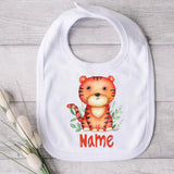 Personalised Baby Bibs Custom Animal with Name Boy Girl Cotton Bib Newborn Saliva Towel Dino Panda Print Bib Infant Shower Gifts