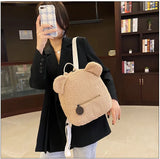 Personalised Baby Girls Backpack Cute Bear Plush Solid Color Baby Bag Custom Name Casual Backpack for Toddler Kids