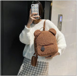 Personalised Baby Girls Backpack Cute Bear Plush Solid Color Baby Bag Custom Name Casual Backpack for Toddler Kids