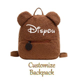 Personalised Baby Girls Backpack Cute Bear Plush Solid Color Baby Bag Custom Name Casual Backpack for Toddler Kids