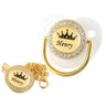 Personalised Crown Name Baby Pacifier Dummy With Chain Clip