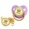 Personalised Crown Name Baby Pacifier Dummy With Chain Clip