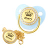 Personalised Crown Name Baby Pacifier Dummy With Chain Clip