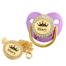 Personalised Crown Name Baby Pacifier Dummy With Chain Clip