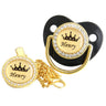 Personalised Crown Name Baby Pacifier Dummy With Chain Clip