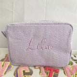 Personalized Large Capacity Striped Cosmetic Bag Custom Embroidered Logo Travel Simple Women's Storage Bag Gift