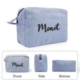 Personalized Large Capacity Striped Cosmetic Bag Custom Embroidered Logo Travel Simple Women's Storage Bag Gift