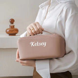 Personalized embroidery cosmetic bag organ pillow bag multi-layer travel tote cosmetic case cosmetic storage bag