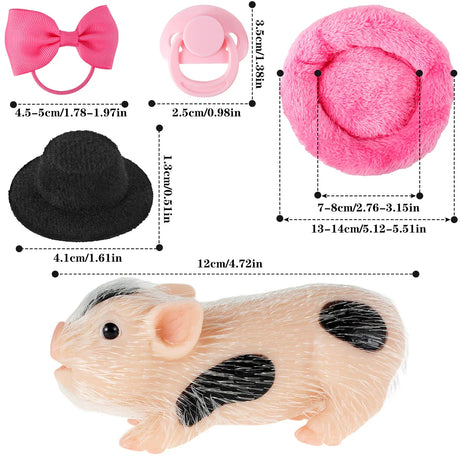 Pig Dolls Toy Set Mini Silicone Piglet Accessory Soft Lifelike Cute Mini Reborn Piglet Newborn Animal Pig Doll Toy Gift For Kids