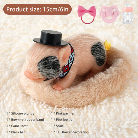 Pig Dolls Toy Set Mini Silicone Piglet Accessory Soft Lifelike Cute Mini Reborn Piglet Newborn Animal Pig Doll Toy Gift For Kids