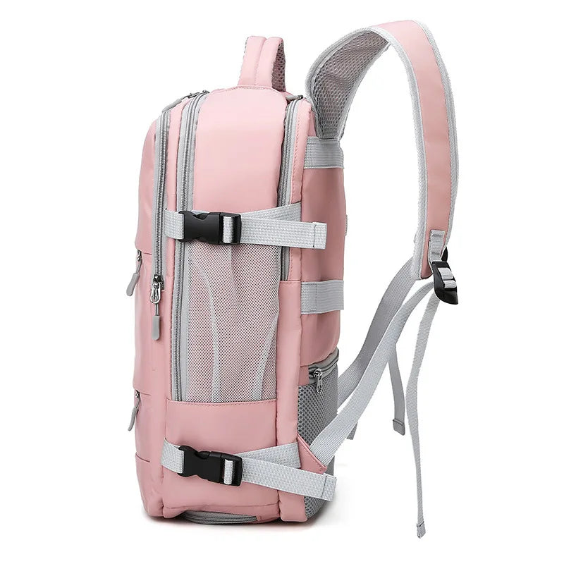 Pink Women Travel Backpack Water Repellent Anti-Theft Stylish Casual Daypack Bag with Luggage Strap & USB Charging Port Backpack