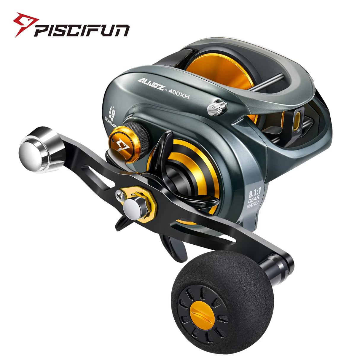 Piscifun Alijoz 400 Baitcaster Fishing Reels 38lbs Max Drag 8+1 Bearings Aluminum Frame Freshwater Saltwater Fishing Reels