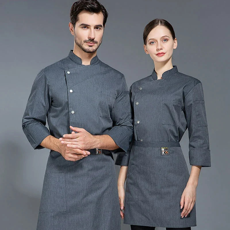 Pizza Chef Uniform Restaurant Unisex Short Long Sleeve Shirt Kitchen Baker Jacket Hat Apron Cook Work Clothes Men Women Waiter