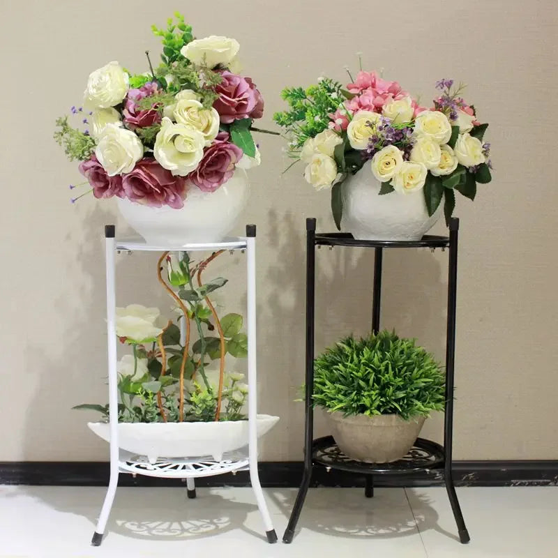 Plant Stand Indoor Outdoor, 2 Tiers Metal Potted Plant Stands, Flower Pot Shelf Planter Holder Display Rack Home Garden Decor