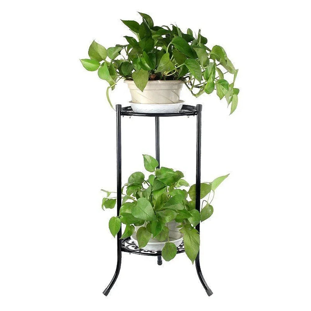 Plant Stand Indoor Outdoor, 2 Tiers Metal Potted Plant Stands, Flower Pot Shelf Planter Holder Display Rack Home Garden Decor